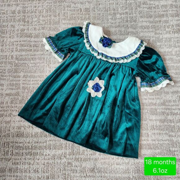 Good Lad Other - Good Lads vintage holiday special occasion velvet green dress size 18 months